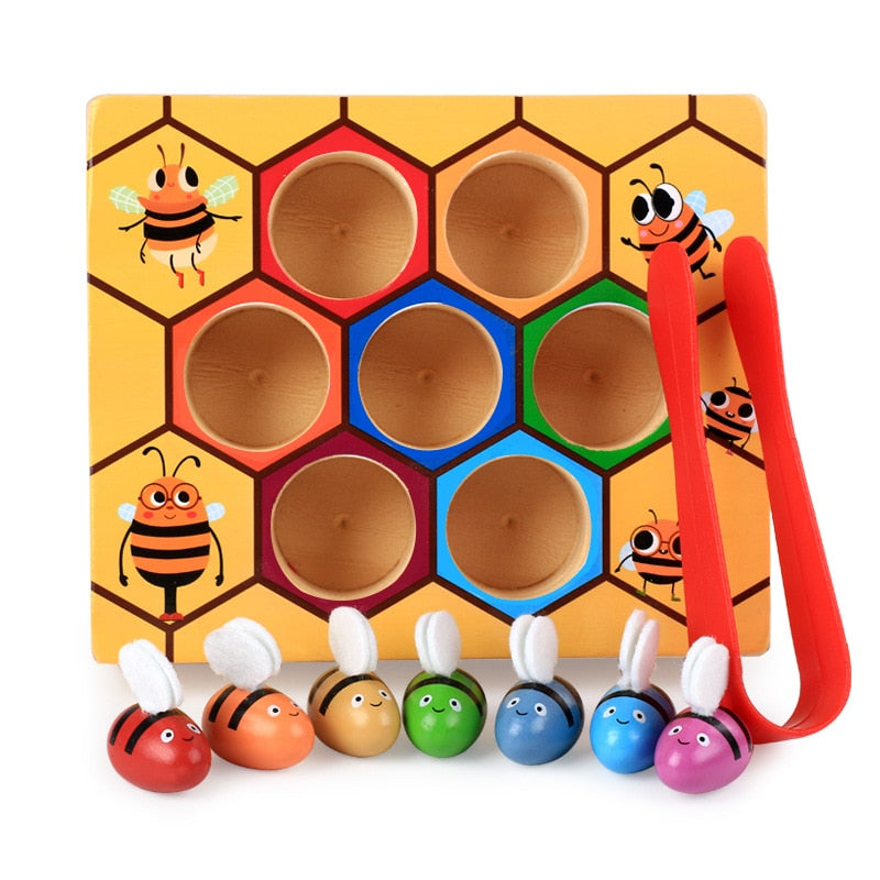 Houten sorteerspel met bijen